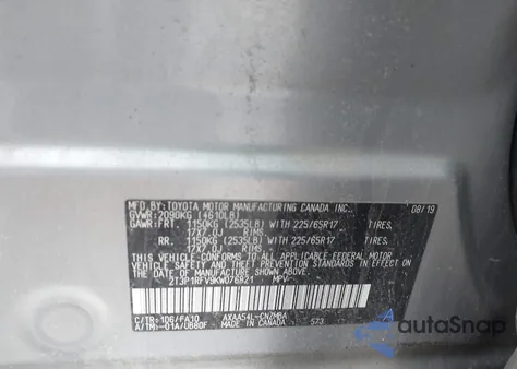 2019 Toyota Rav4 Xle from USA, damaged, VIN 2T3P1RFV9KW076821